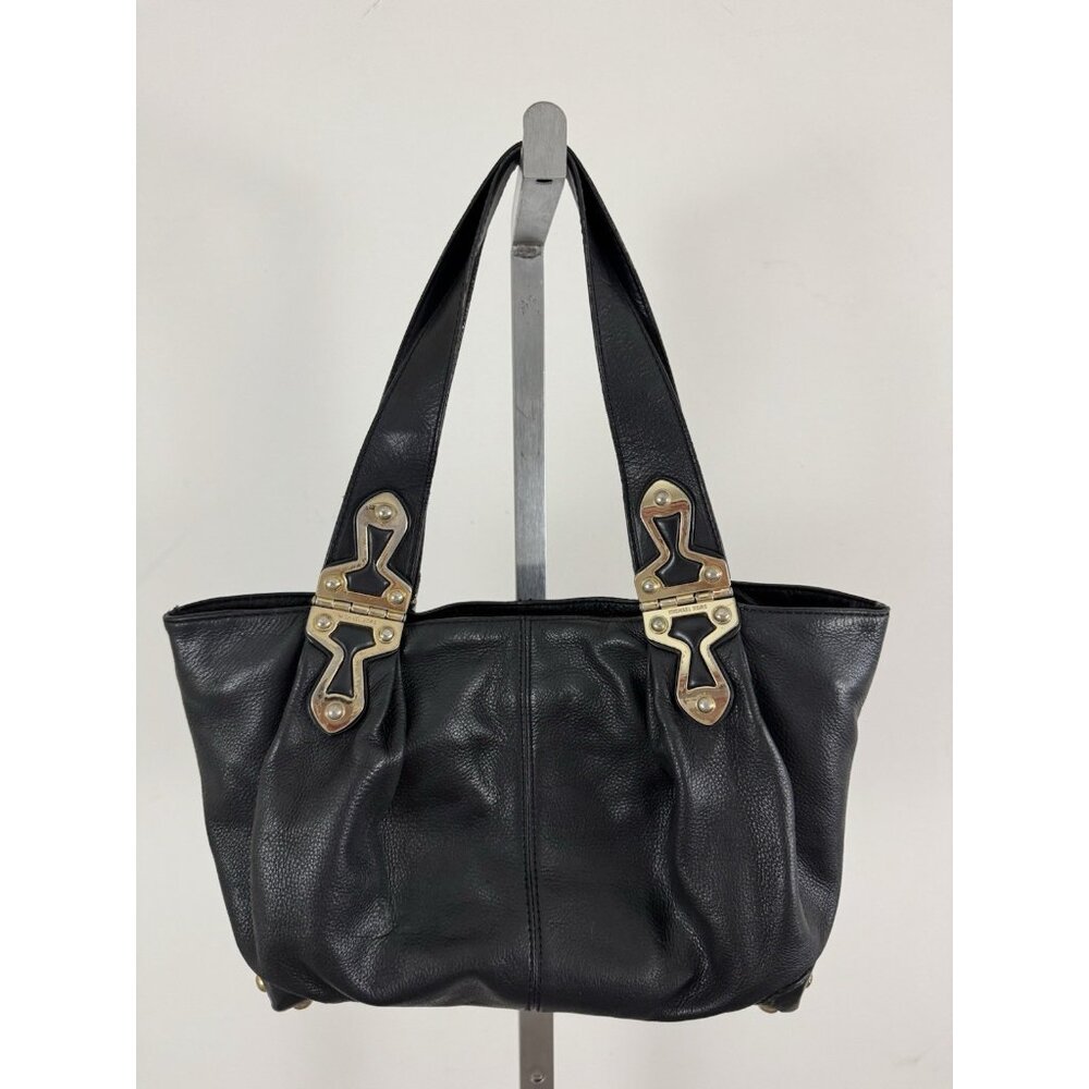 MICHAEL KORS Black Pebble Leather Shoulder Bag